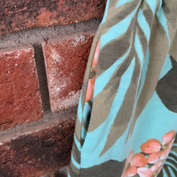 Oli Viv Aqua Green Tropical Floral Lounge Shorts Coordinating Set - Picture 10 of 10